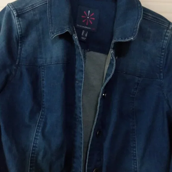 ISAAC MIZRAHI LIVE Blue Denim Barn Chore Coat Jacket Size 2 XS S QVC *No Belt - Picture 10 of 12